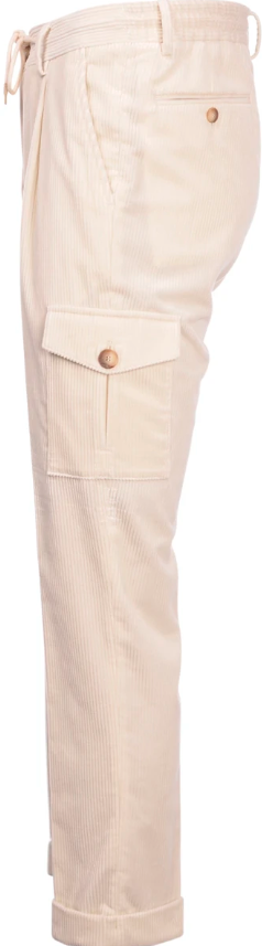 Gran Sasso Kordfløyels Cargo Bukse Kremhvit