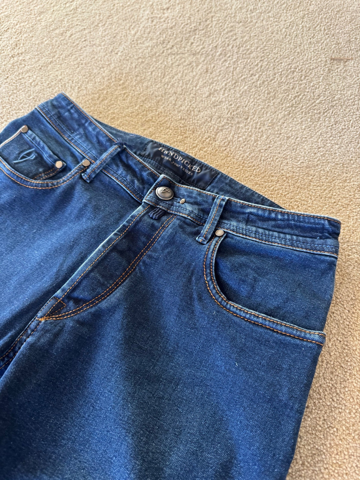 HandPicked Ravello Jeans Mørk Blå/blå Patch