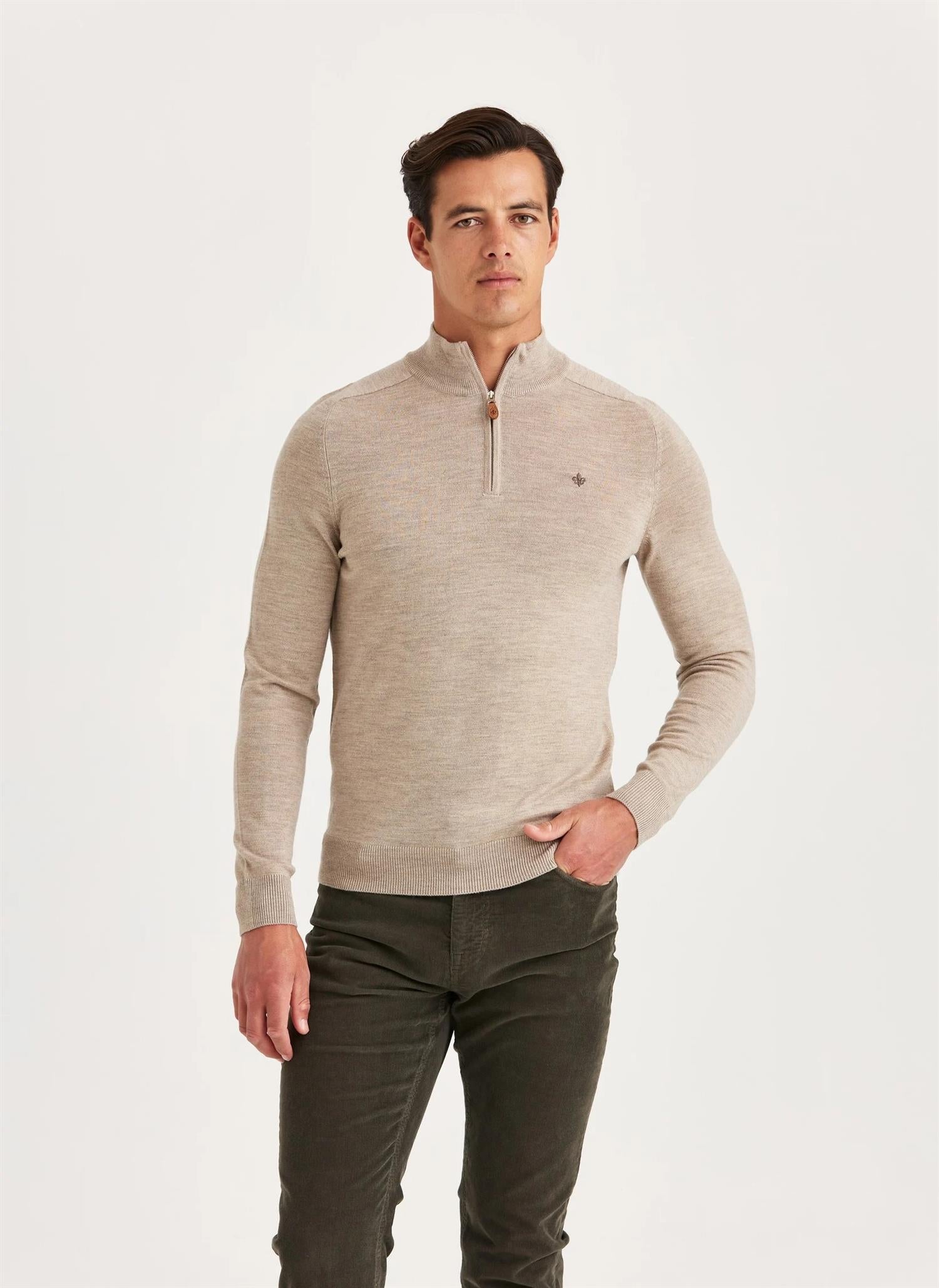 Morris John Zip Merinoull Beige