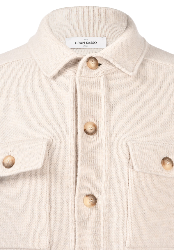 Gran Sasso Merino Cardigan Knapper M/Brystlommer Krem