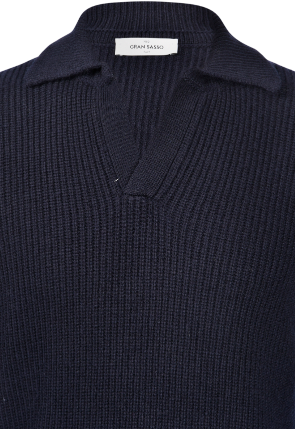 Gran Sasso Skipper Polo Fisherman's Rib Merino Marine