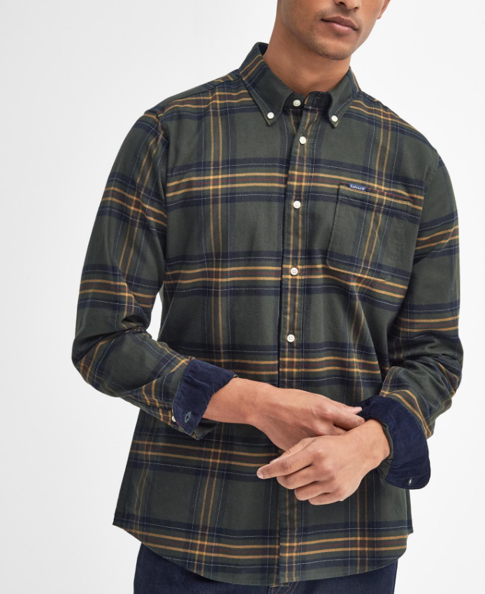 Barbour Portdown Tailored Fit Flanellskjorte Ruter Grønn/Blå