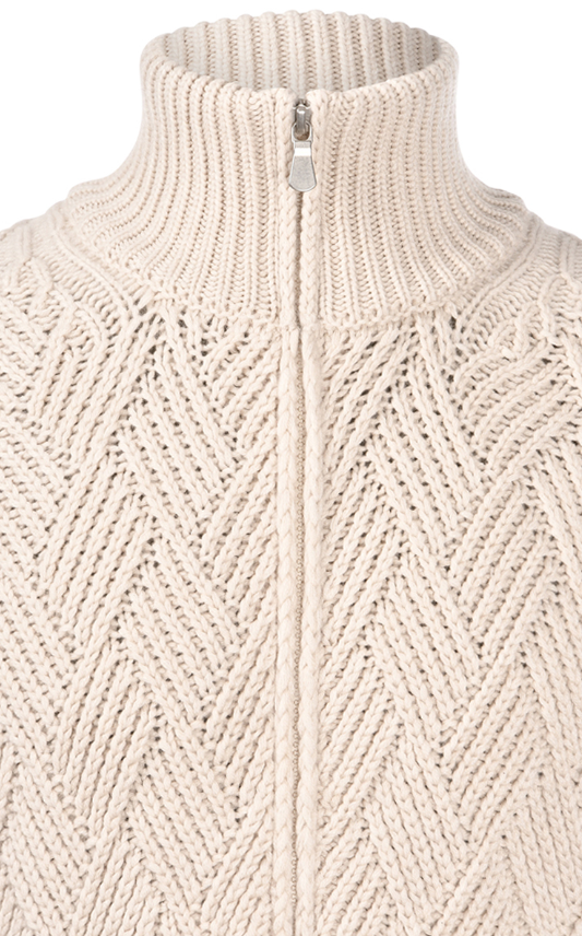 Gran Sasso Kashmir Cardigan Basketweave Kremfarget