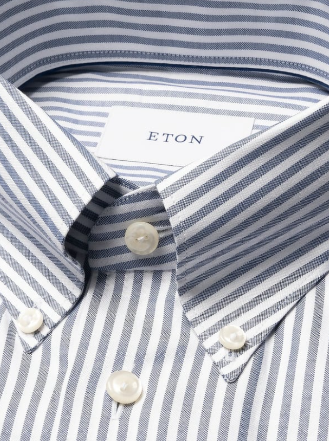 Eton Skjorte Slim Striper Signature Oxford Blålig