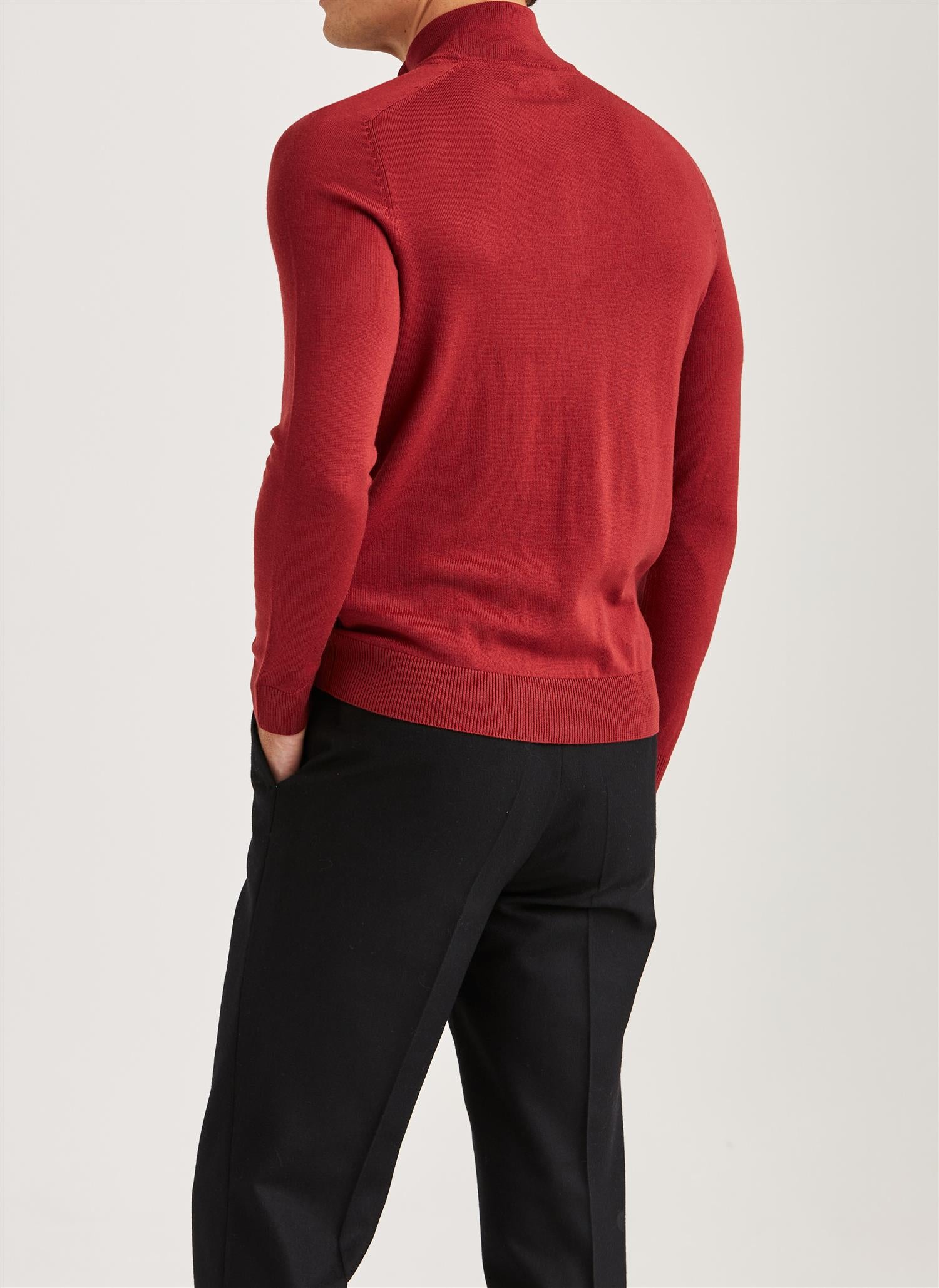 Morris John Zip Merinoull Rød