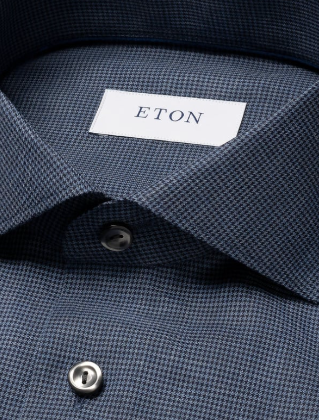 Eton Skjorte Contemporary Hundetann Flanell Blå