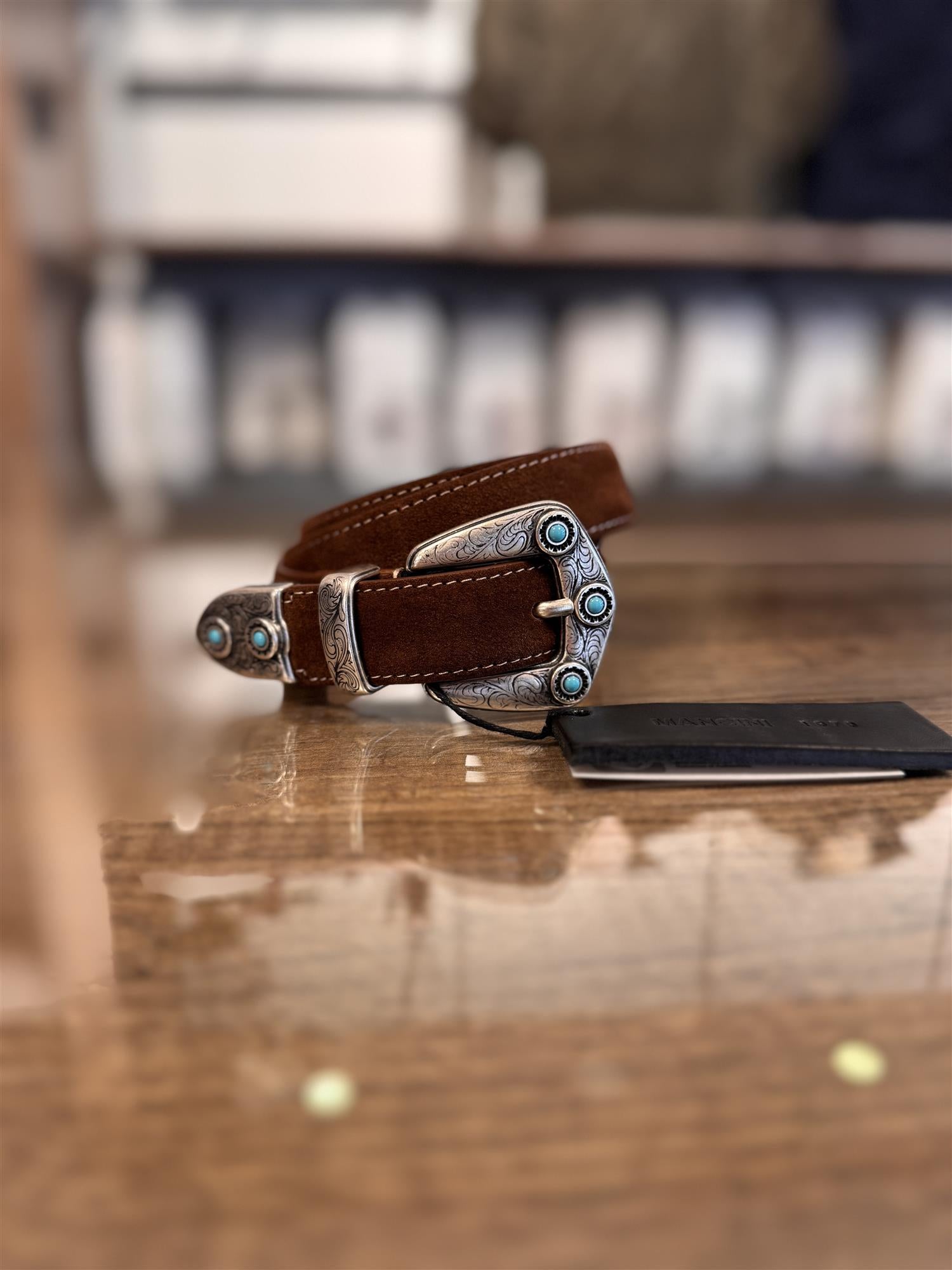 Mancini 1979 Belte Semsket Brun/Turkis