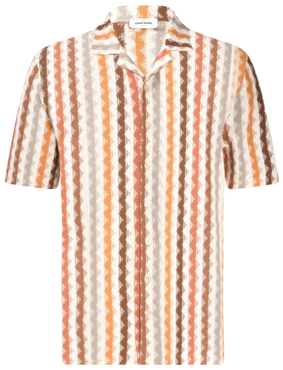 Gran Sasso Skjorte K/erm Skjorte Retro Striper Oransje