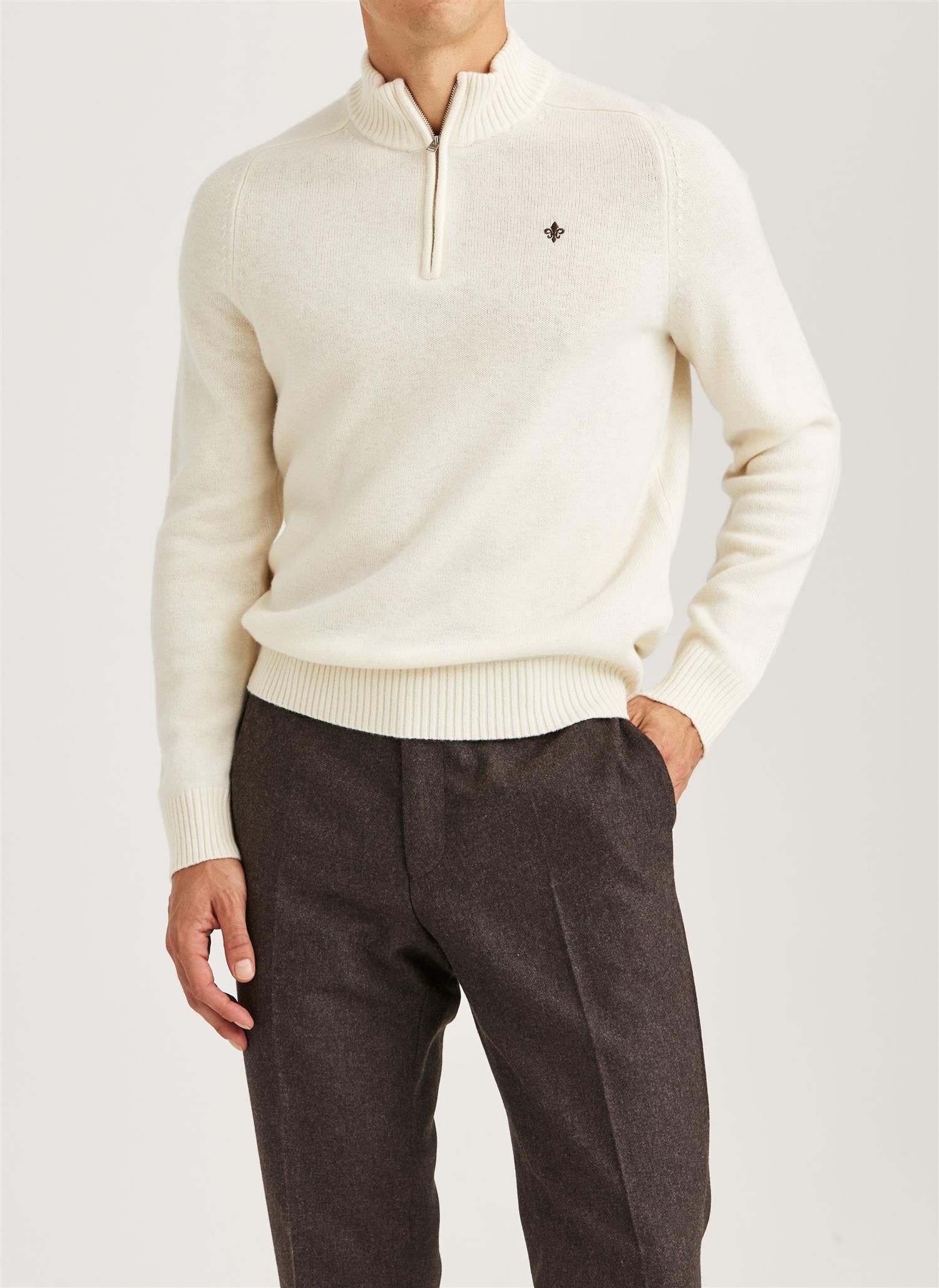 Morris New Hertford Half-Zip Merino Off-White