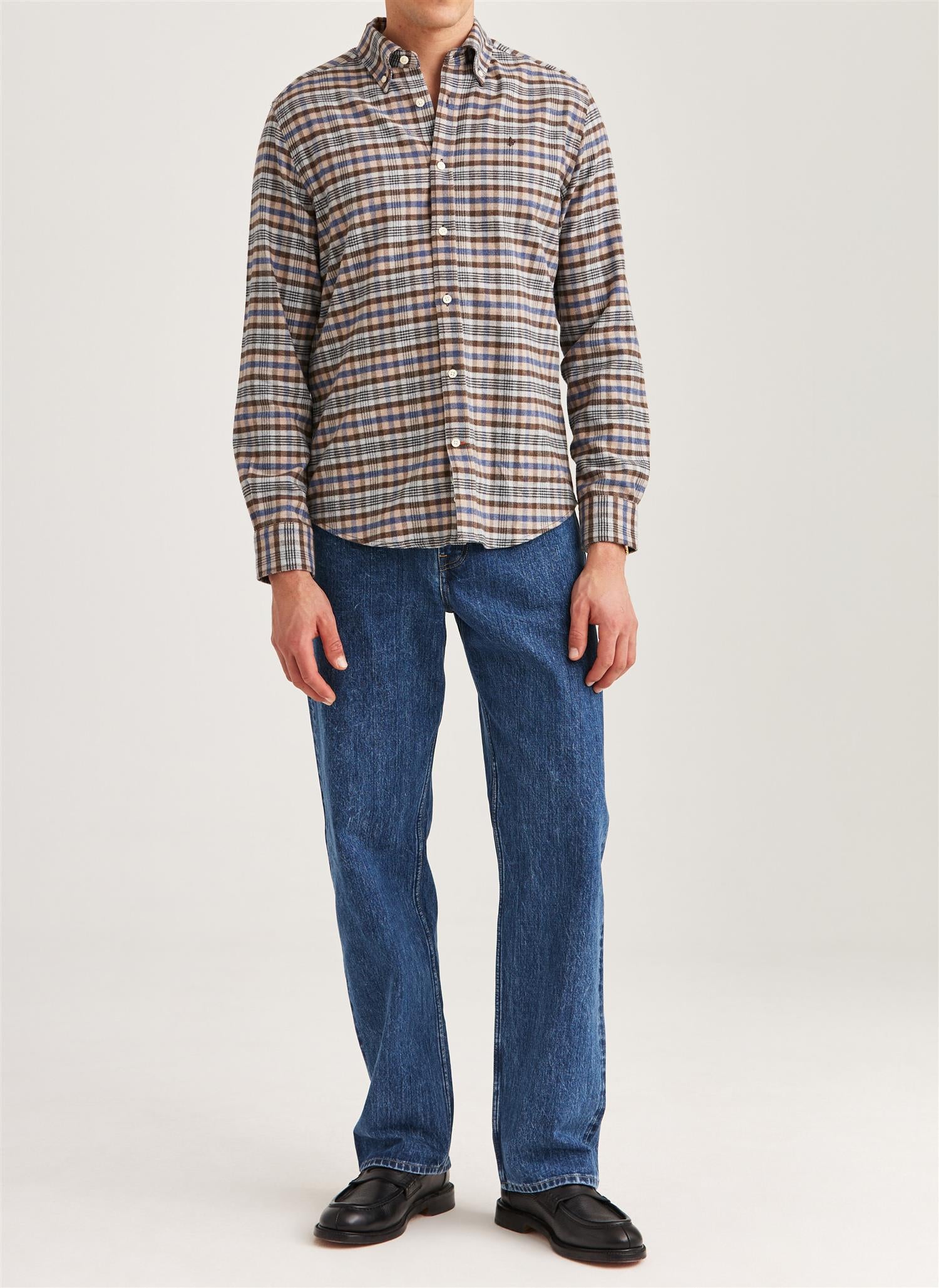 Morris Flanell Check Slim Fit Skjorte Rutet Brun