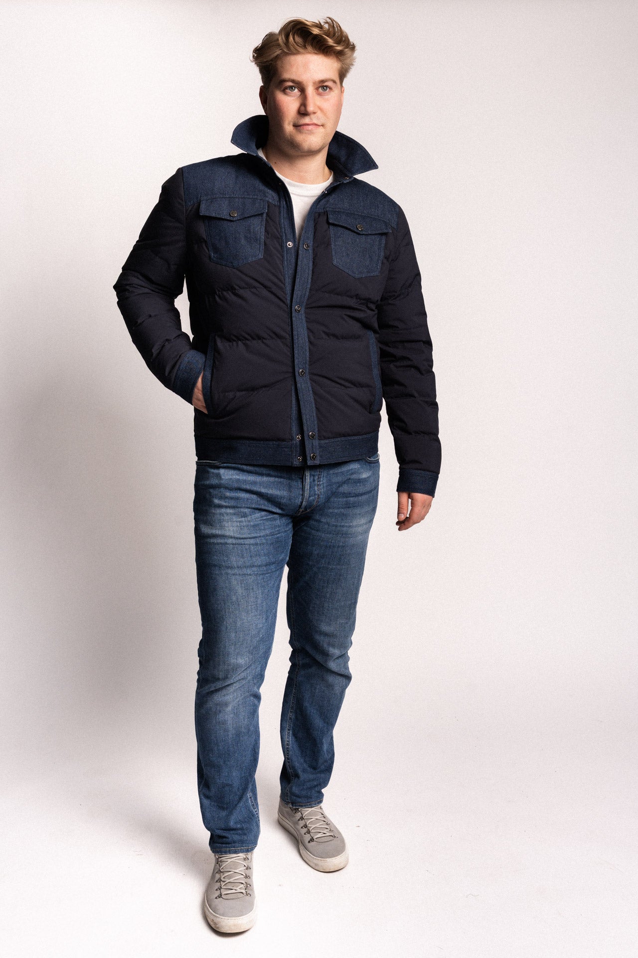 Monel Micke Dunjakke M/Denim Blå