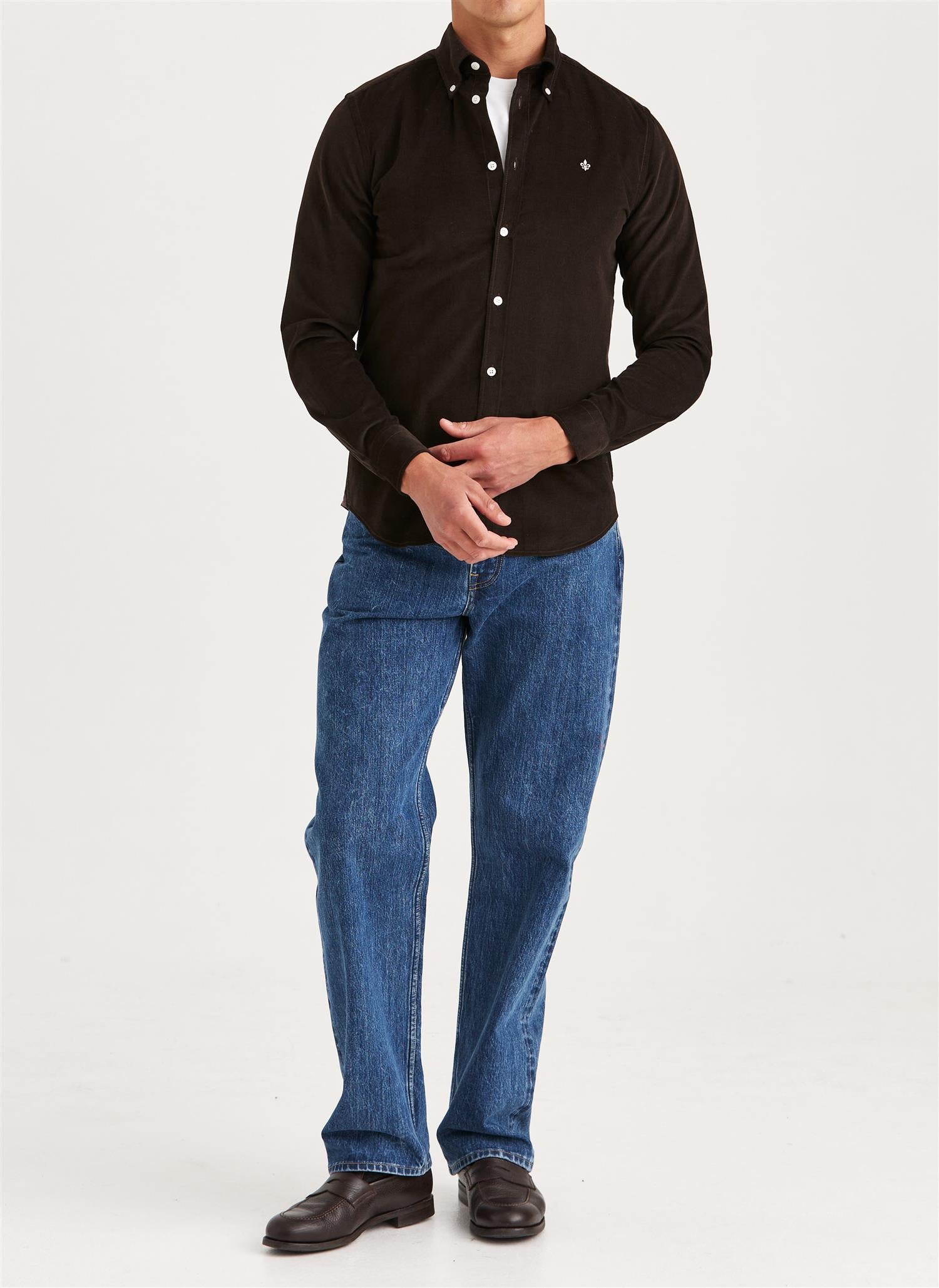 Morris Douglas Cord Shirt Slim Fit Brun