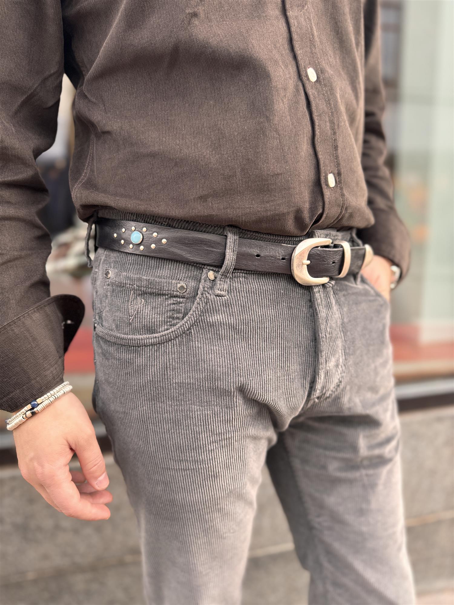 Mancini 1979 Belte Lær M/Turkis Sort