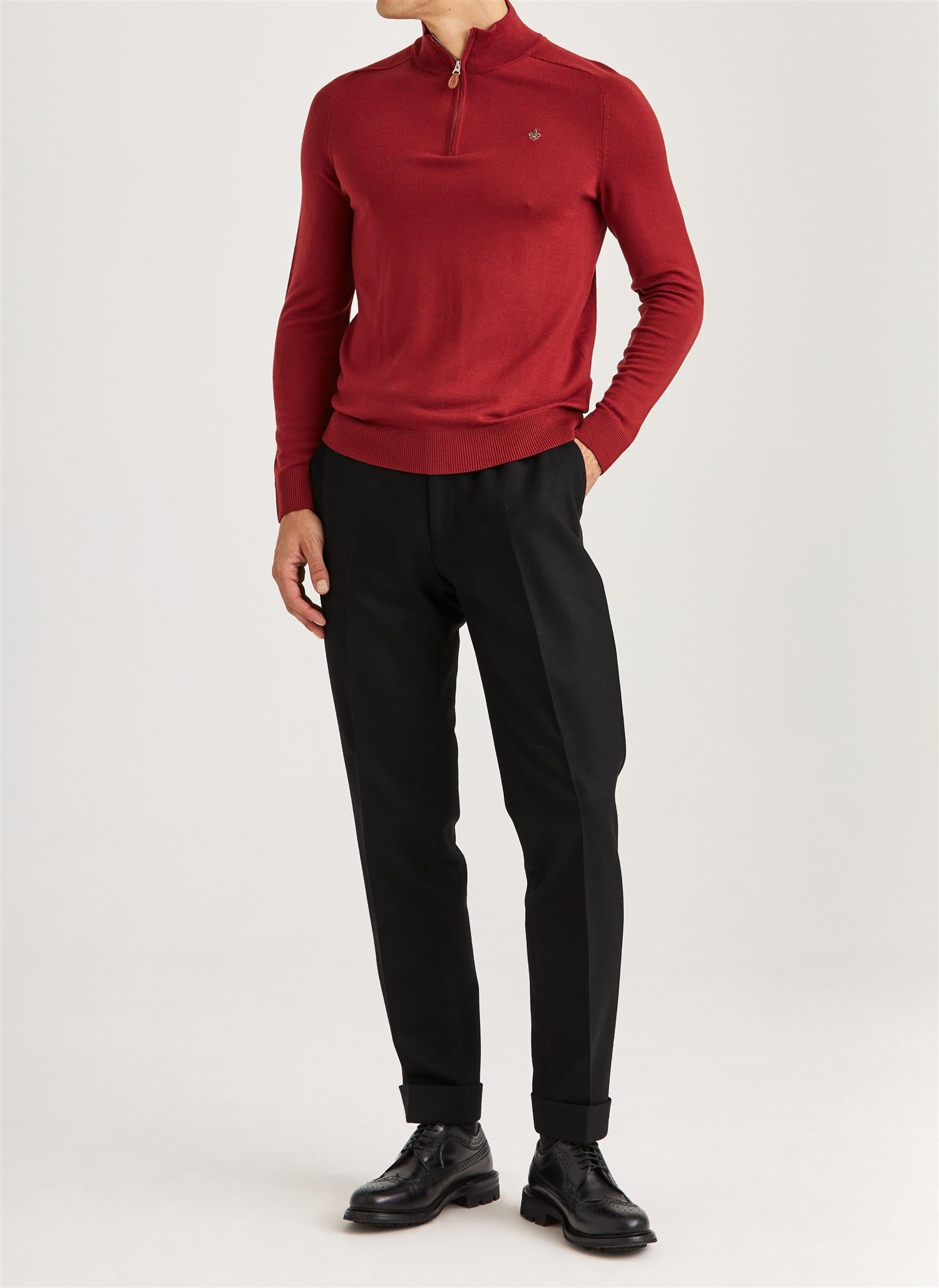 Morris John Zip Merinoull Rød