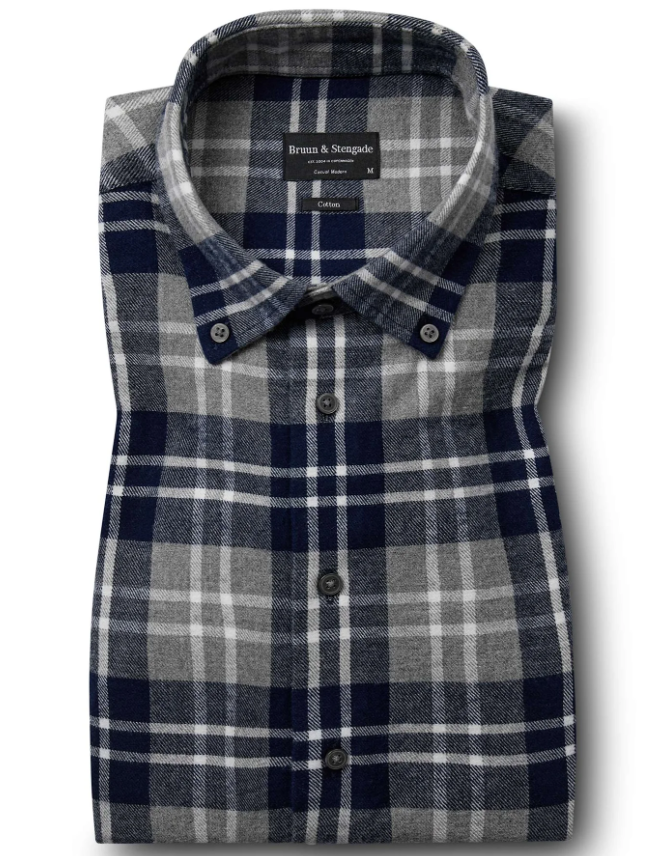 Bruun & Stengade Ravi Flanellskjorte Rutet Blå/Grå