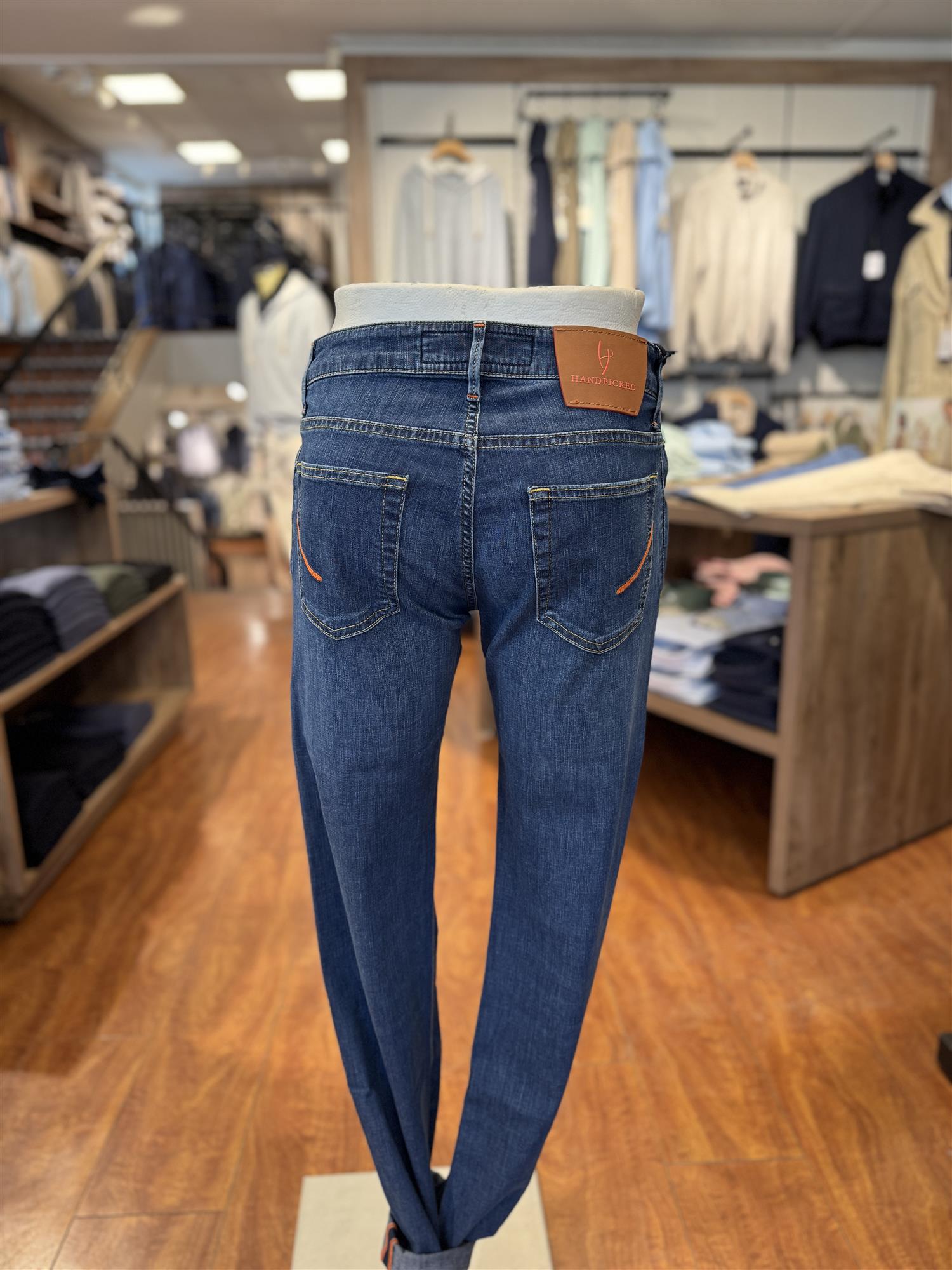 HandPicked Orvieto Lett Jeans Vasket Mørk Blå