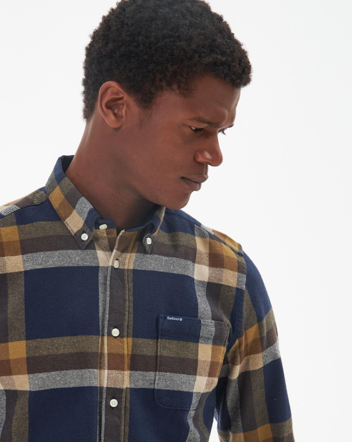 Barbour Folley Tailored Fit Flanellskjorte Ruter Blå/Brun