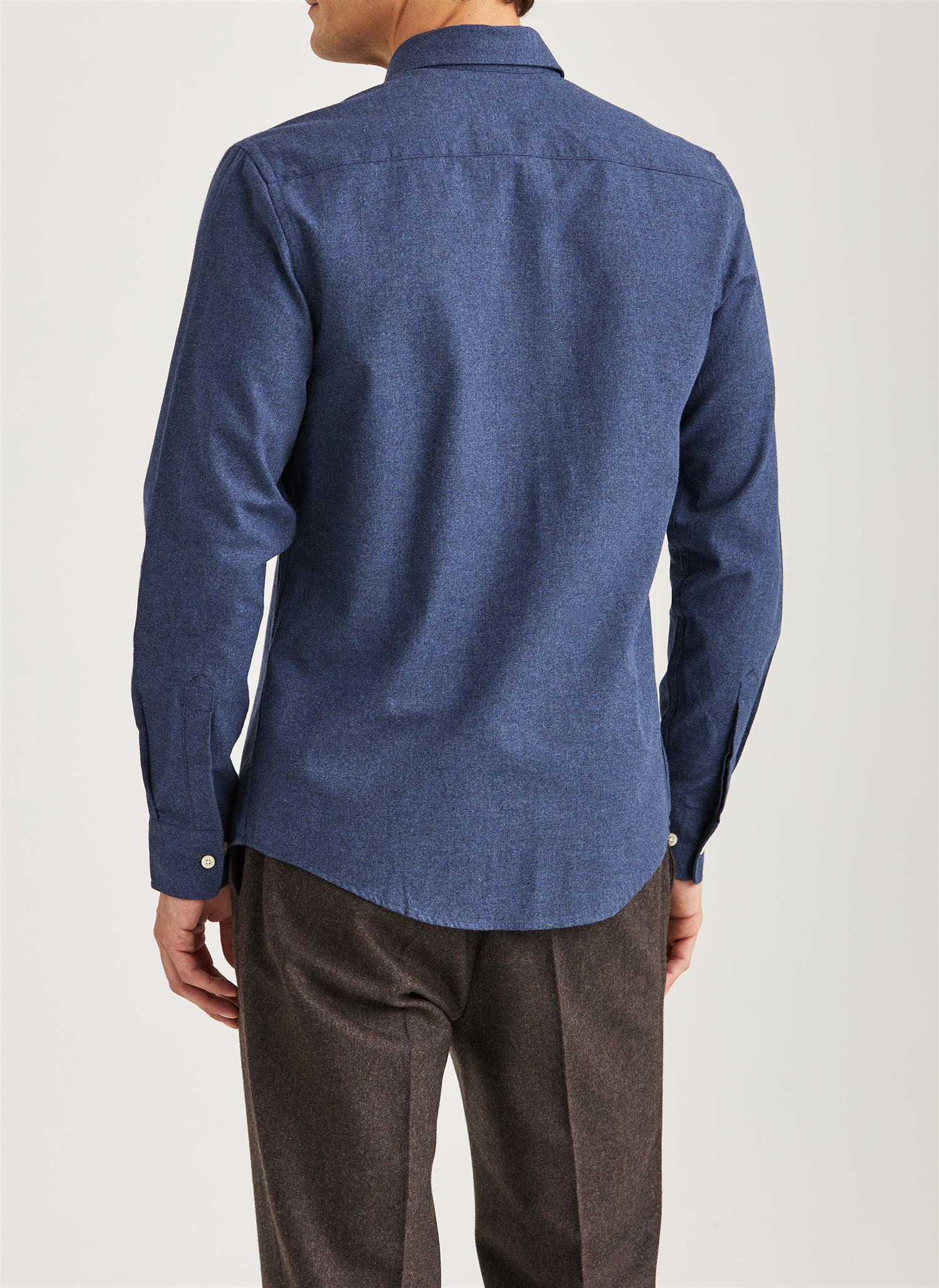 Morris Watts Flanell L/Erm Skjorte Marine