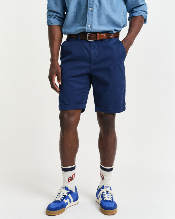 Gant Sunfaded Chino Bomull Shorts Blå