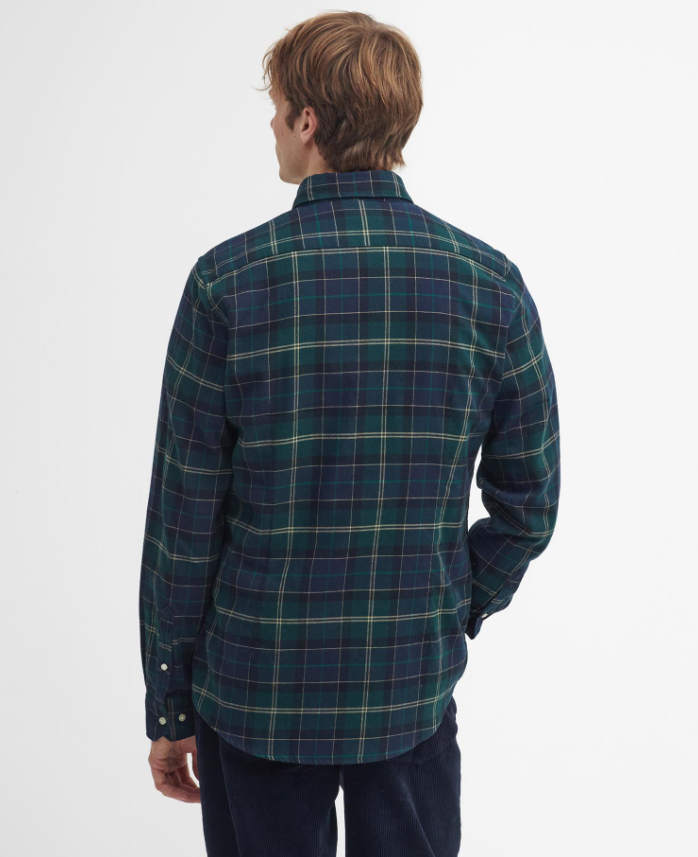 Barbour L/Erm Flanellskjorte Fortrose Ruter Grønn M/Gul