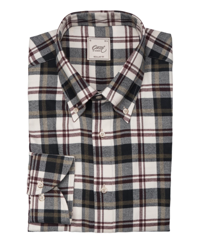 Oscar Of Sweden Flanellskjorte M/B.D Ruter Aubergine