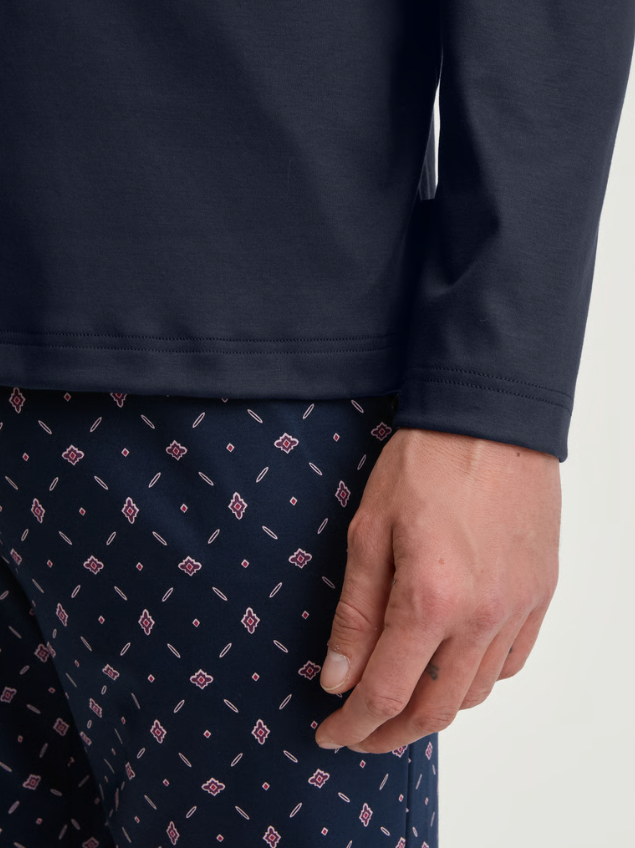 Calida Pyjamas Bomull Marine M/Kontrast