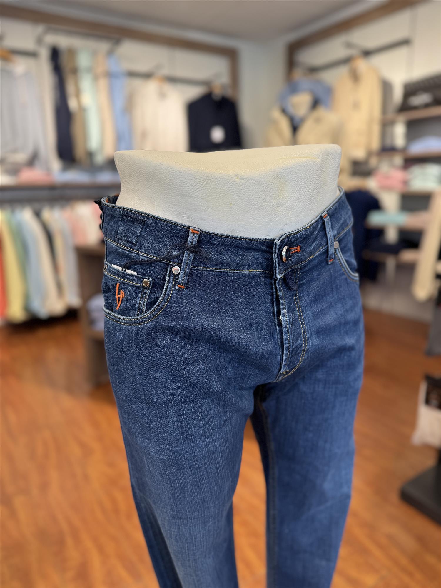 HandPicked Orvieto Lett Jeans Vasket Mørk Blå