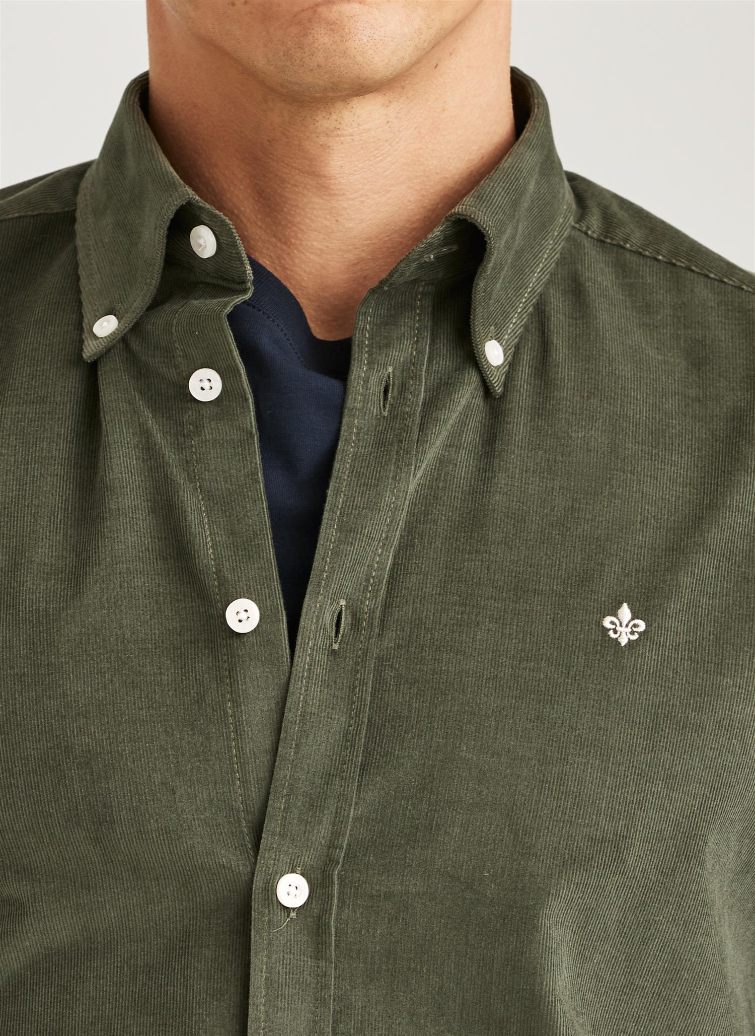 Morris Douglas Cord Shirt Slim Fit Olivengrønn