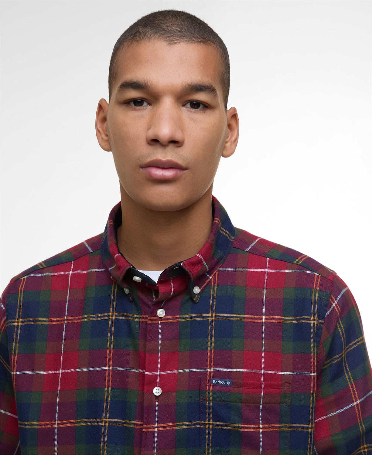 Barbour L/Erm Flanellskjorte Fortrose Ruter Rød/Grønn
