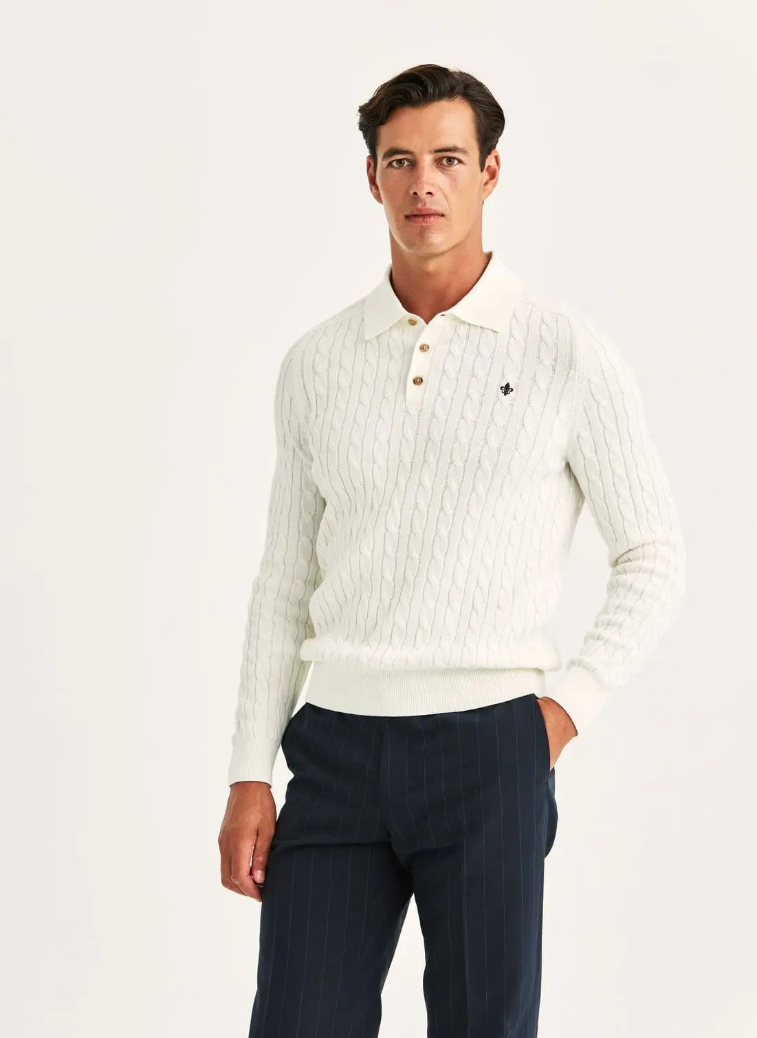 Morris Lancaster Cable Polo Hvit