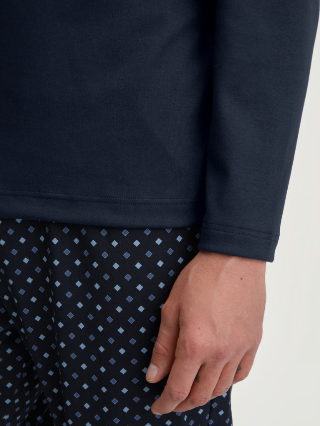 Calida Pyjamas V-Hals Bomull Mørkeblå M/Mønster