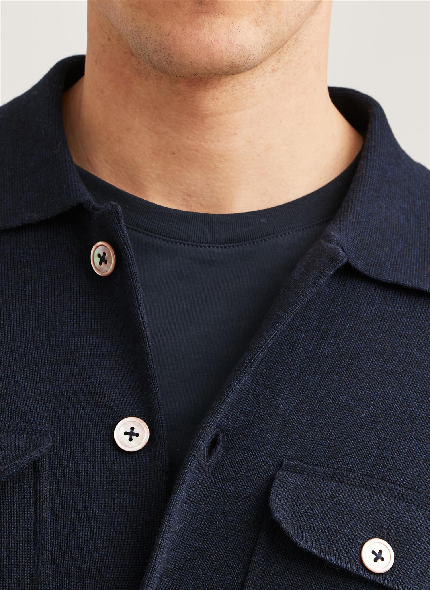 Morris Merino Walter Overshirt Marine