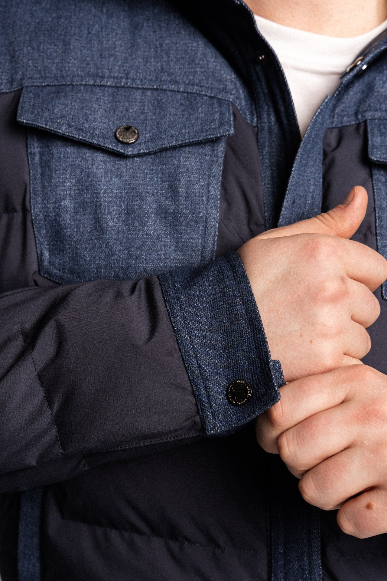 Monel Micke Dunjakke M/Denim Blå