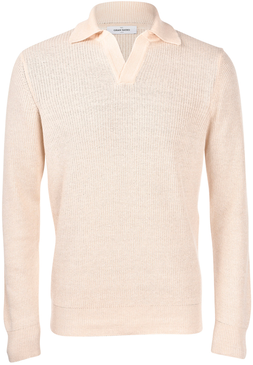 Gran Sasso L/Erm Pique M/Fransk Lin/Bomull Beige