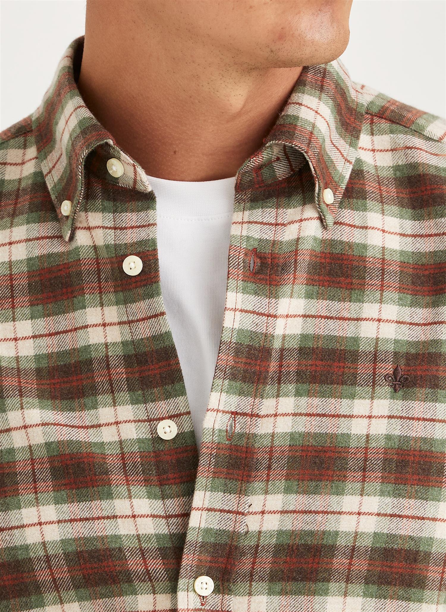 Morris Flanell Check Slim Fit Skjorte Rutet Grønn