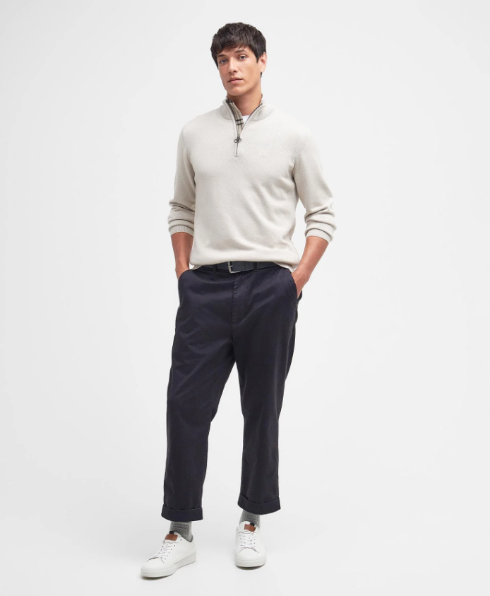 Barbour Half Zip Bomull Kremhvit