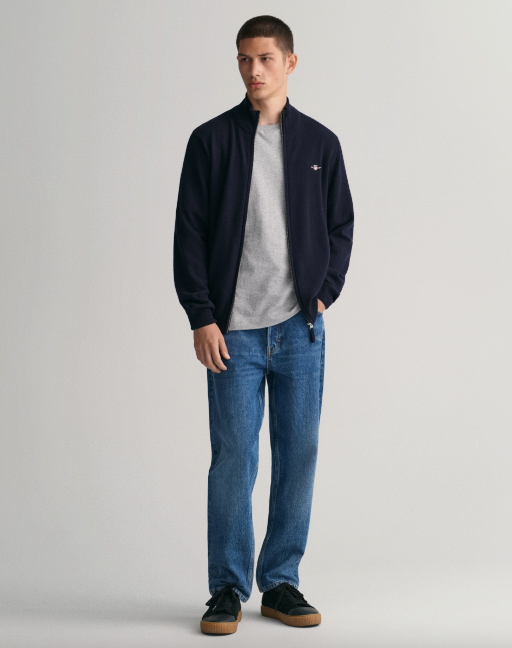 Gant Zip Cardigan Superfine Lambswoll Marine