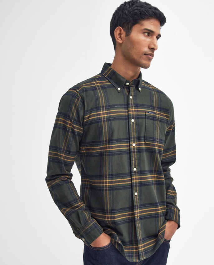 Barbour Portdown Tailored Fit Flanellskjorte Ruter Grønn/Blå
