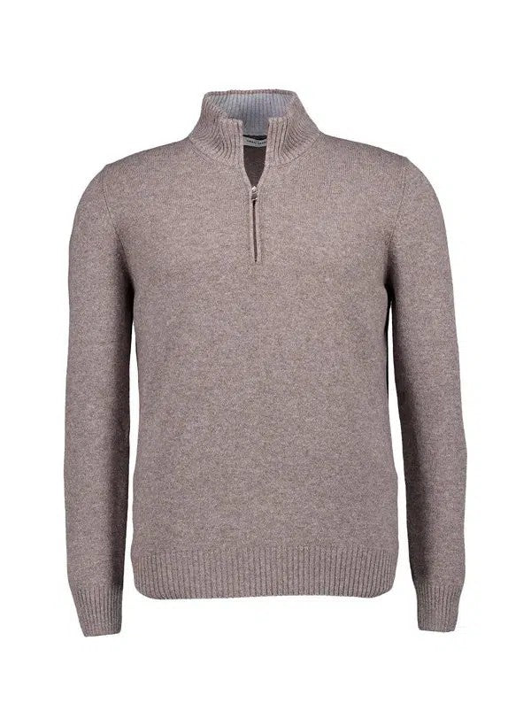 Gran Sasso Half Zip Merino/Kashmir M/Ribb Brun