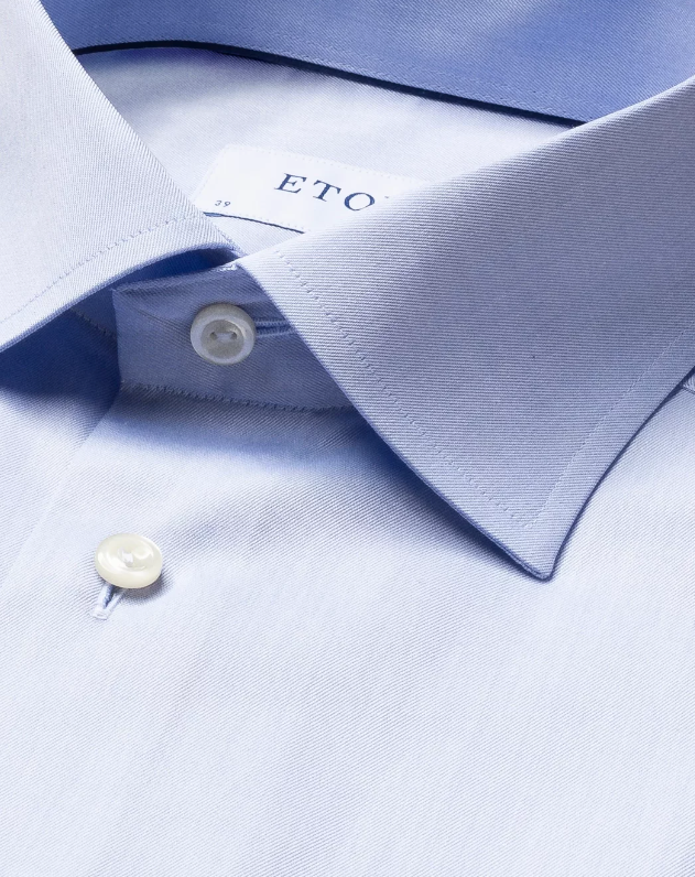 Eton Skjorte Slim Fit Bomull Lyseblå Krage