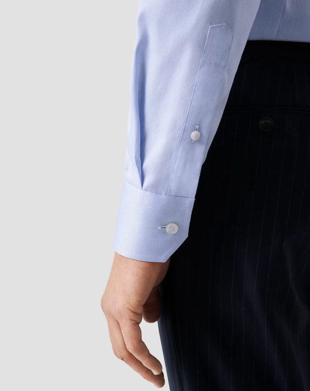 Eton Skjorte Slim Fit Bomull Lyseblå mansjett