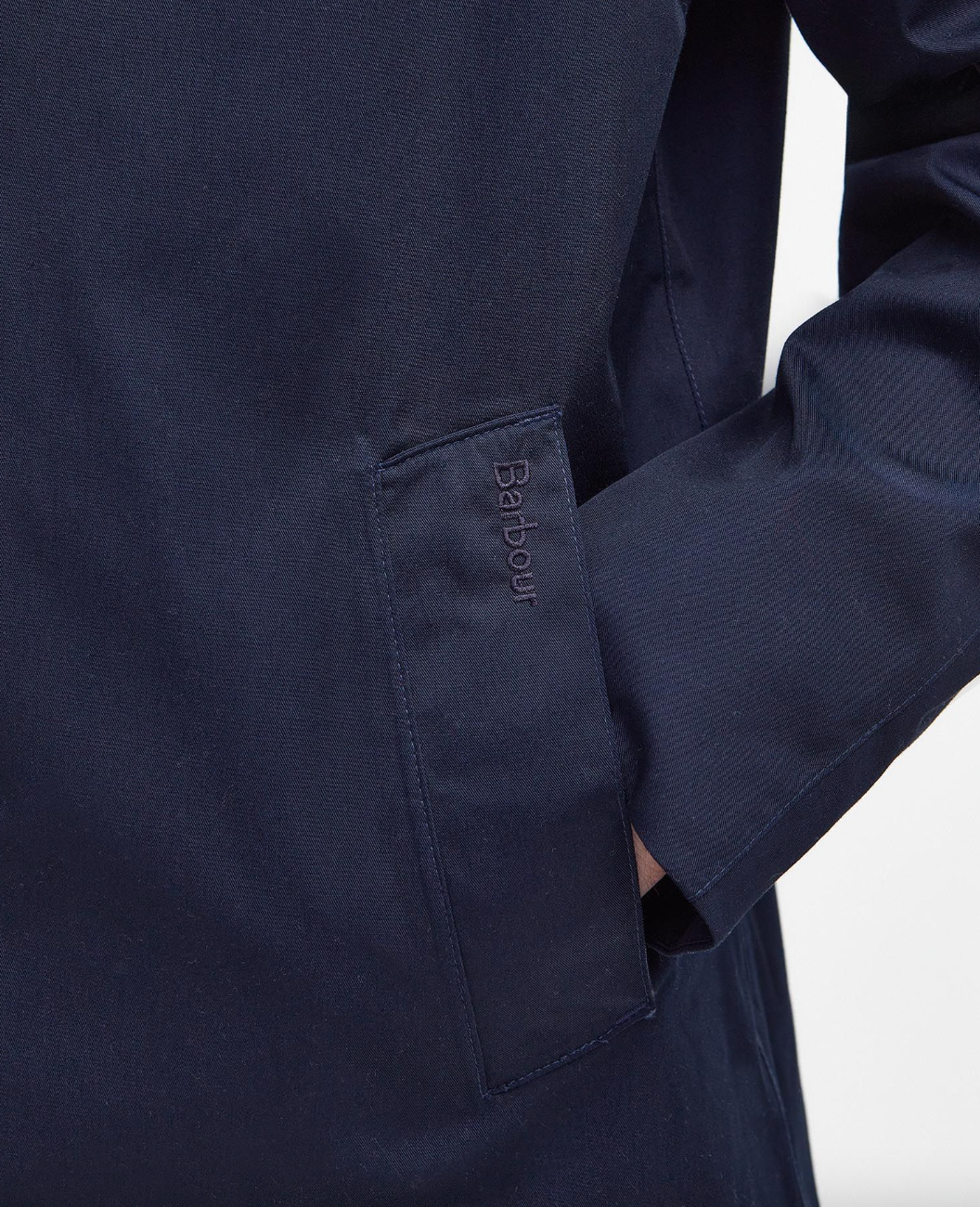 Barbour Rokig Frakk Marine herre sidelomme med logo broderi