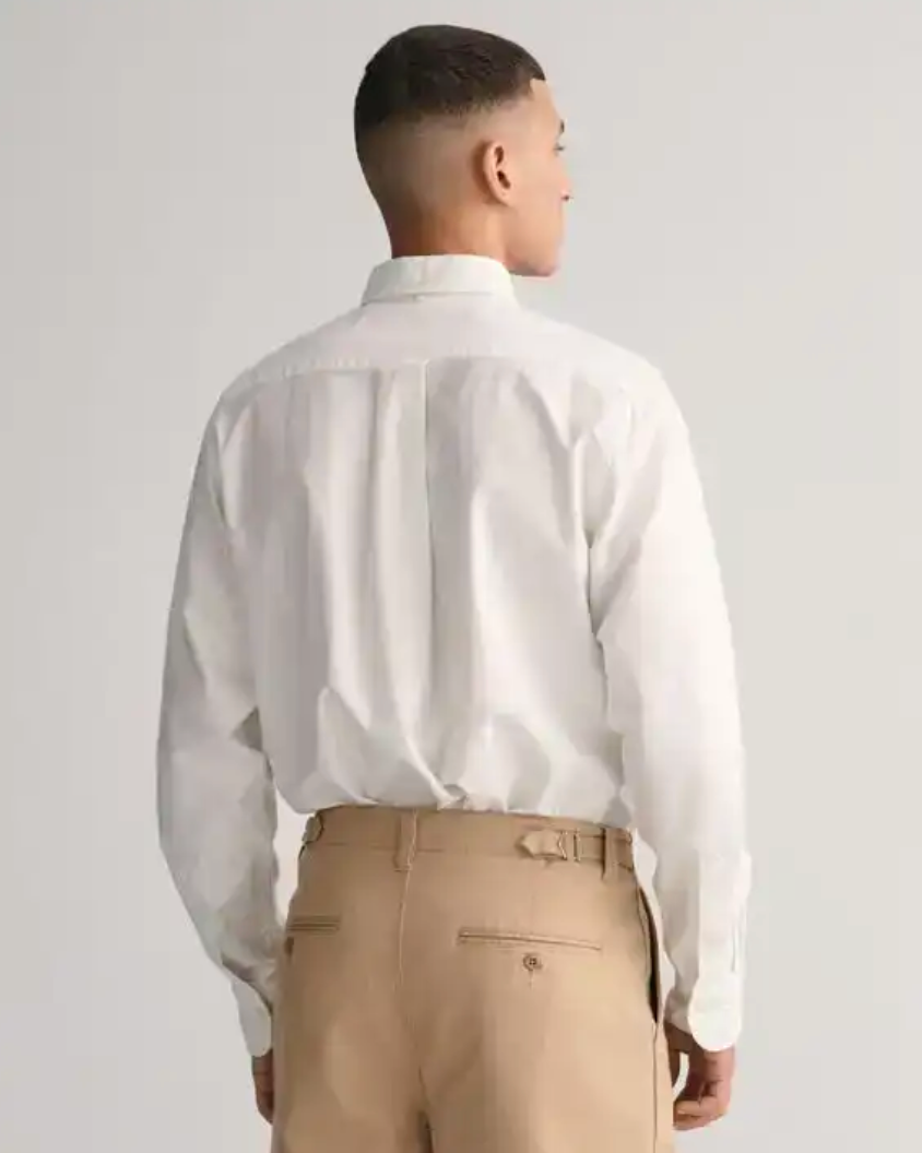 Gant Skjorte Oxford Hvit herre bakfra