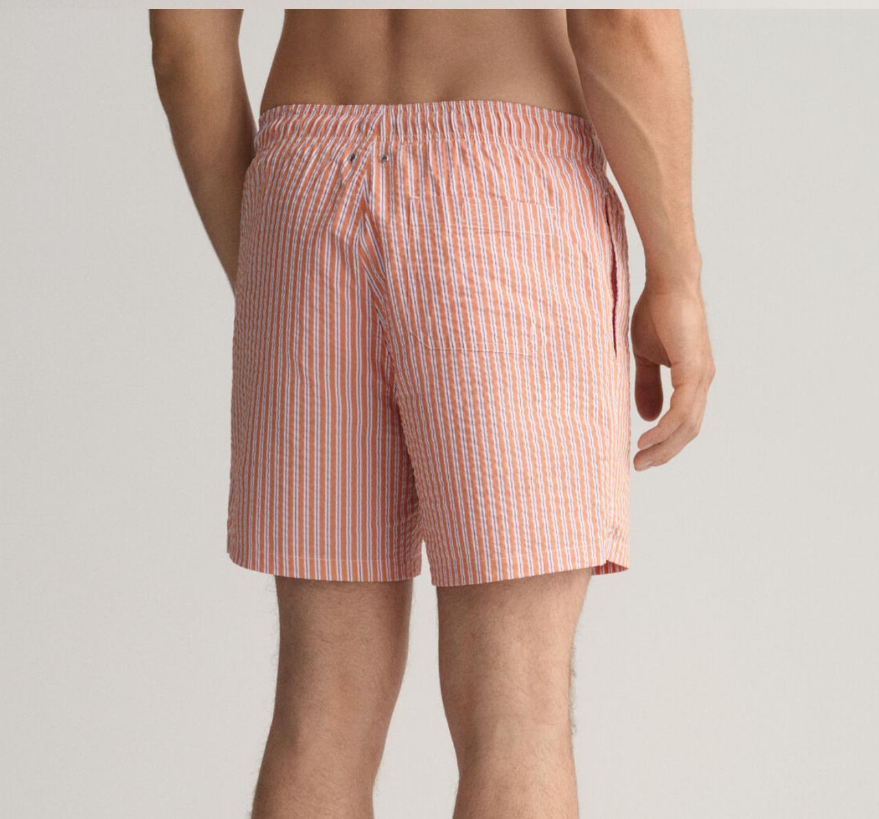 Gant Seersucker Badeshorts Oransje herre bakfra