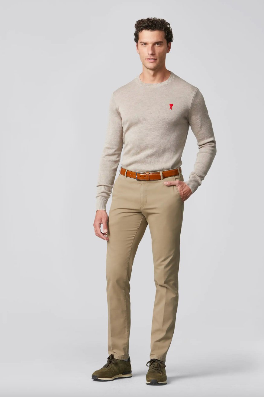 Meyer Chinos Bomull Bonn Mørk Beige helfigur