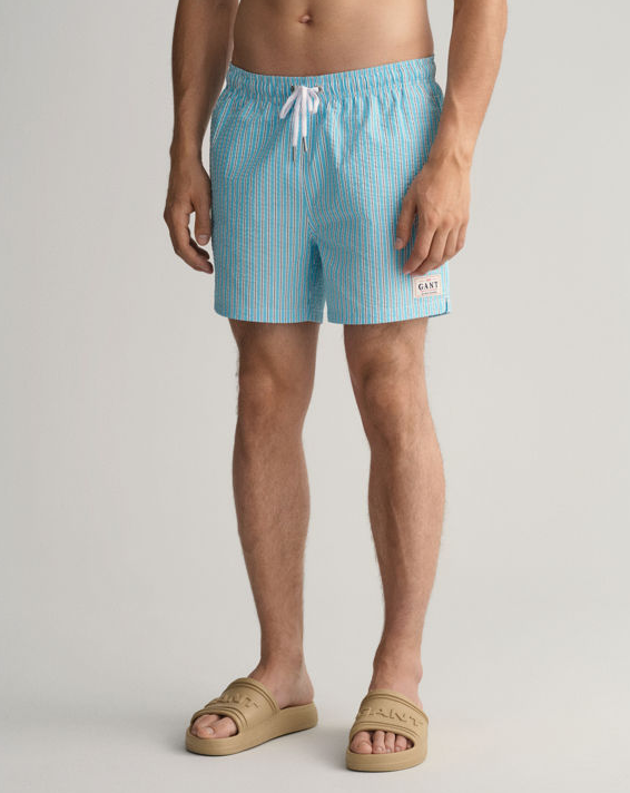 Gant Seersucker Badeshorts Lyseblå