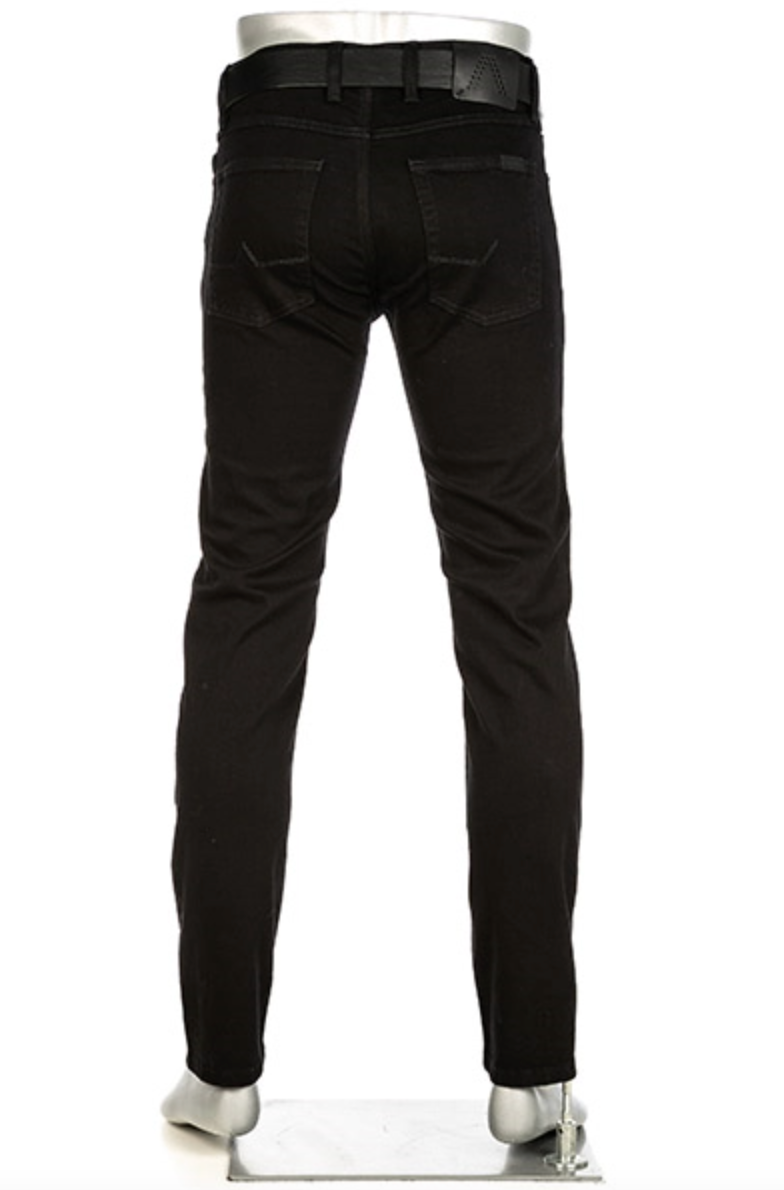 Alberto Jeans Pipe Super Stretch Sort bakfra med belte