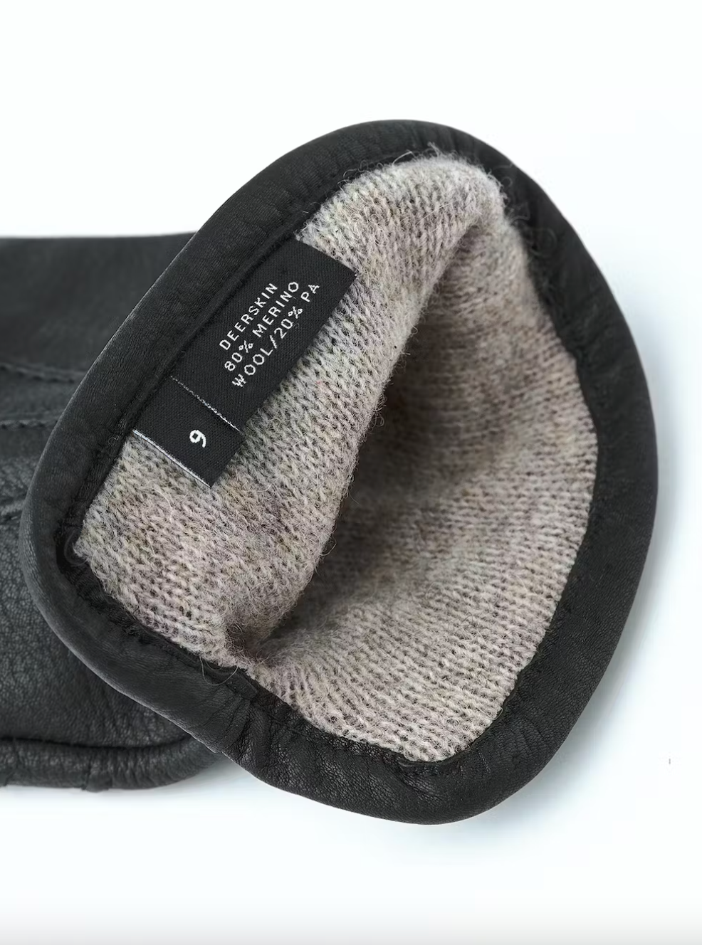 Hestra Skinnhanske med Ullfór Andrew Svart med merinoull for