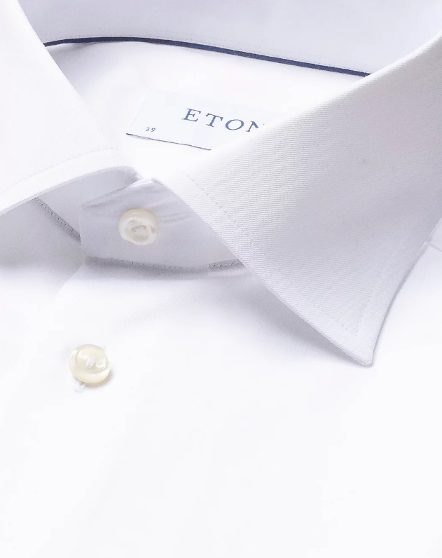 Eton Skjorte Slim Fit Bomull Hvit