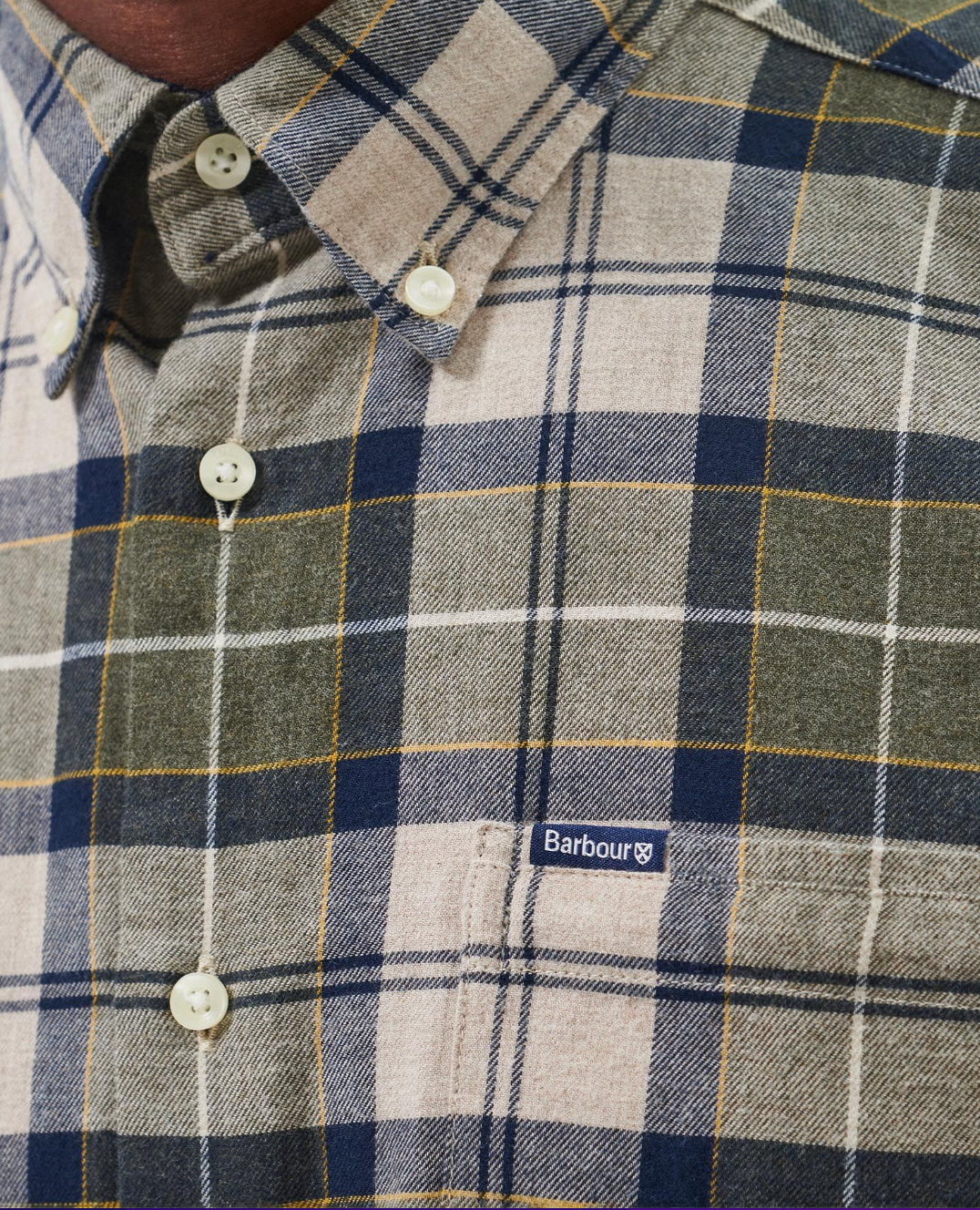 Barbour L/Erm Flanellskjorte Fortrose Ruter Grønn/Blå